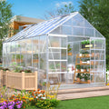 10' x 16' Walk-in Polycarbonate Greenhouse with Adjustable Roof Vent T3824