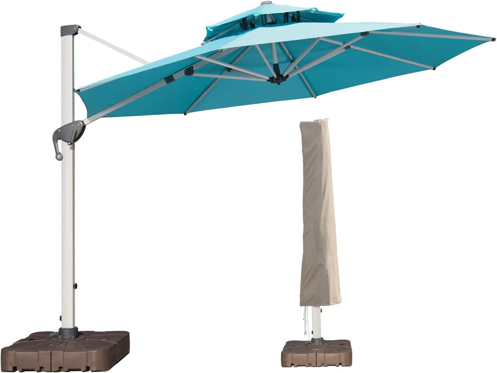 10 FT Blue Offset Cantilever Patio Umbrella Y732