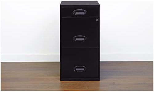3 Drawer Metal File Cabinet with Pencil Drawer Black M808265