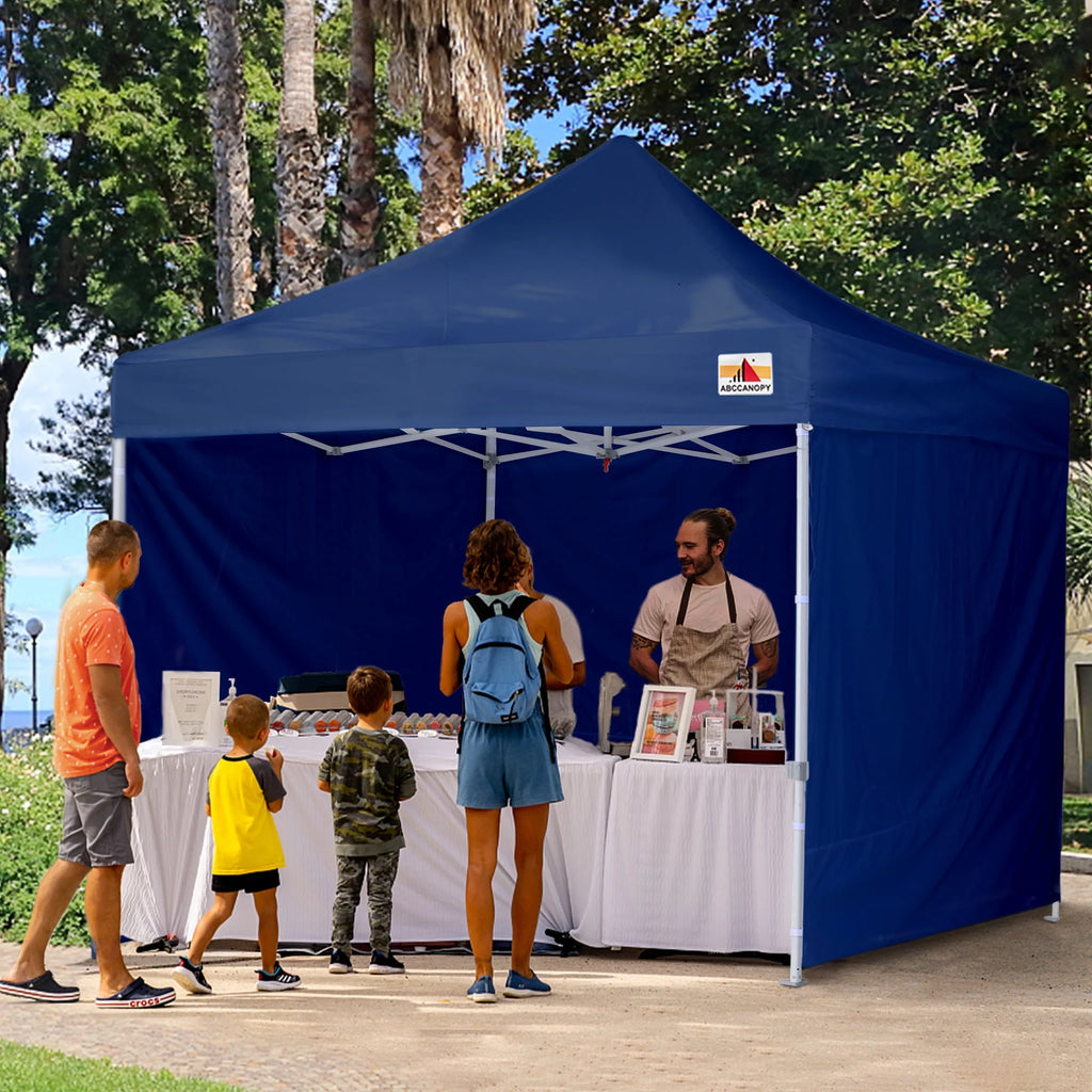 10 ft x 10 ft White Metal Pop-Up Canopy Tent with Walls Q561