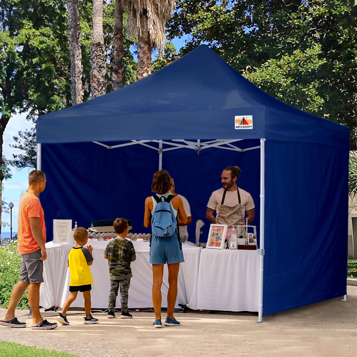 10 ft x 10 ft White Metal Pop-Up Canopy Tent with Walls Q561
