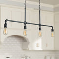 4-Light Black Iron Linear Pendant Y4573