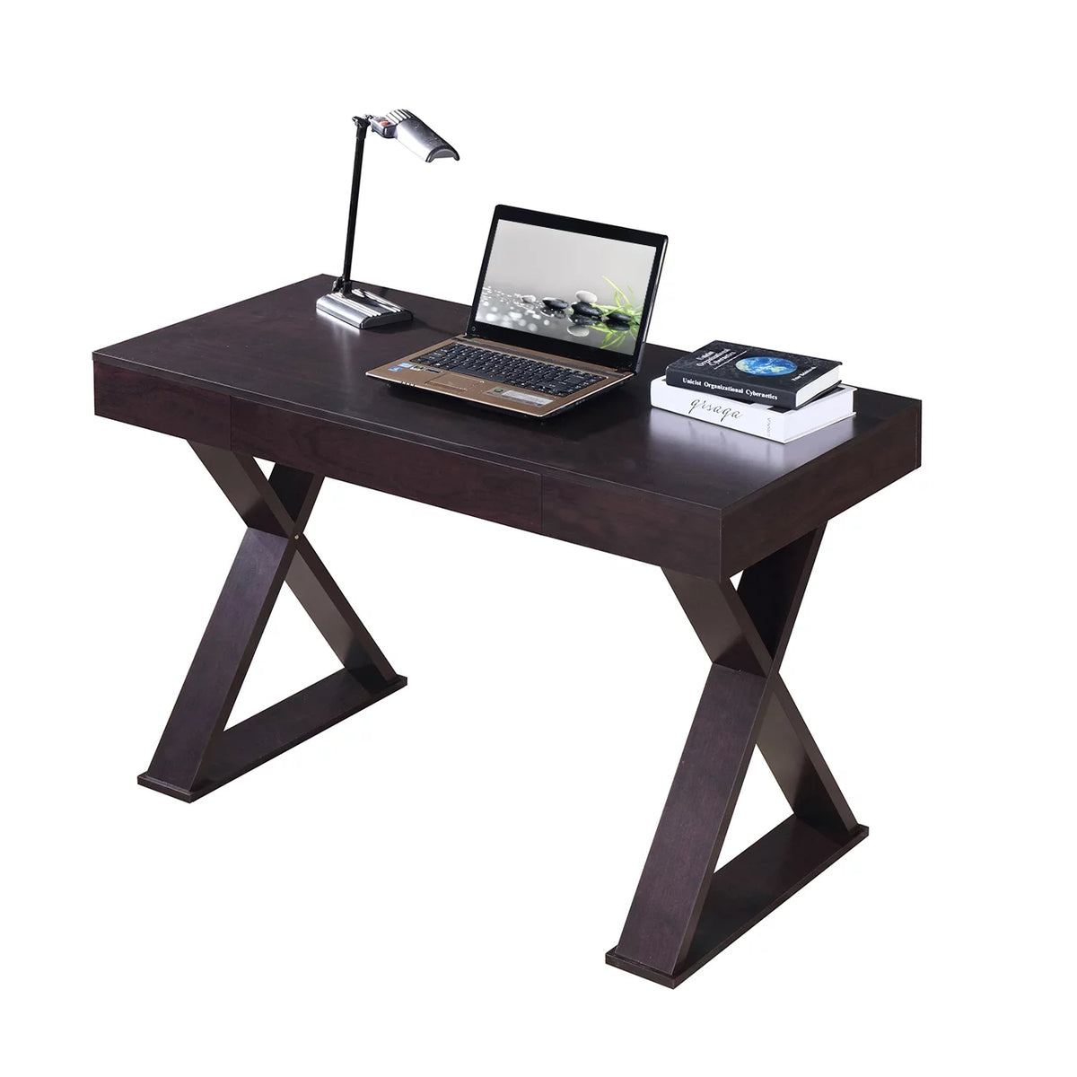 Black Wood Writing Desk with Drawers D4304