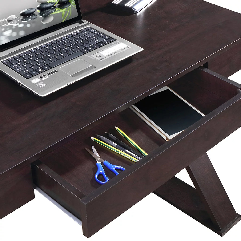Black Wood Writing Desk with Drawers D4304