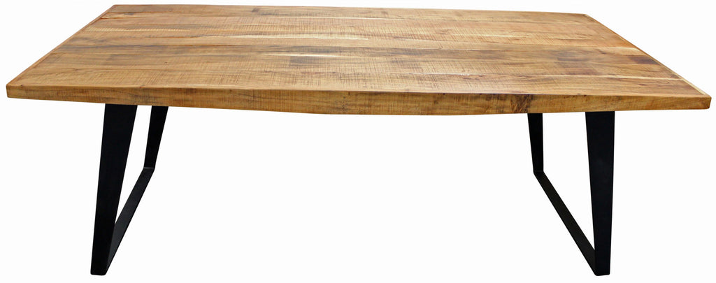 Natural & Black Solid Wood & Iron Dining Table X593580