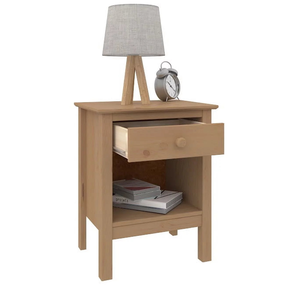 Solid Wood Nightstand with Drawer N836