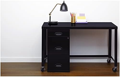 3 Drawer Metal File Cabinet with Pencil Drawer Black M808265