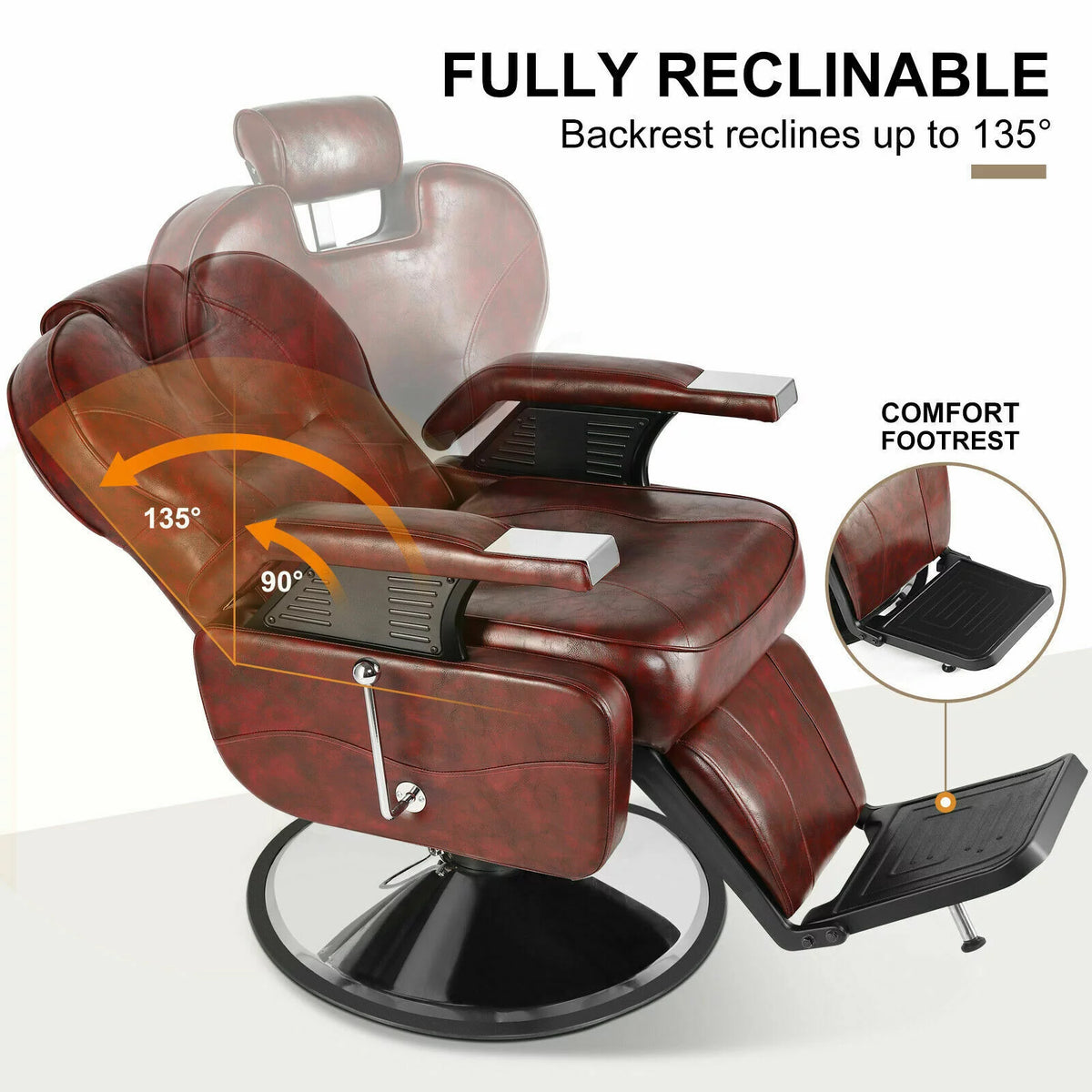 Hydraulic Red Recliner Barber Chair L789439