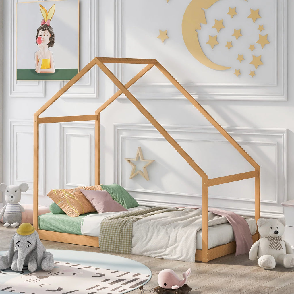 Twin Size Wooden House Bed V38565