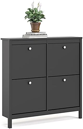 4 Drawer Black Matte Shoe Cabinet H157
