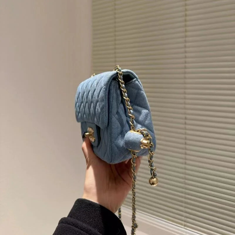 Velvet Mini Flap Bag with Charm Strap F2606