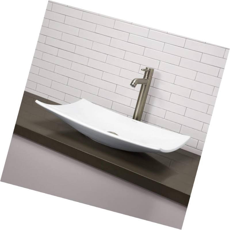 White Rectangular Vessel Sink W358