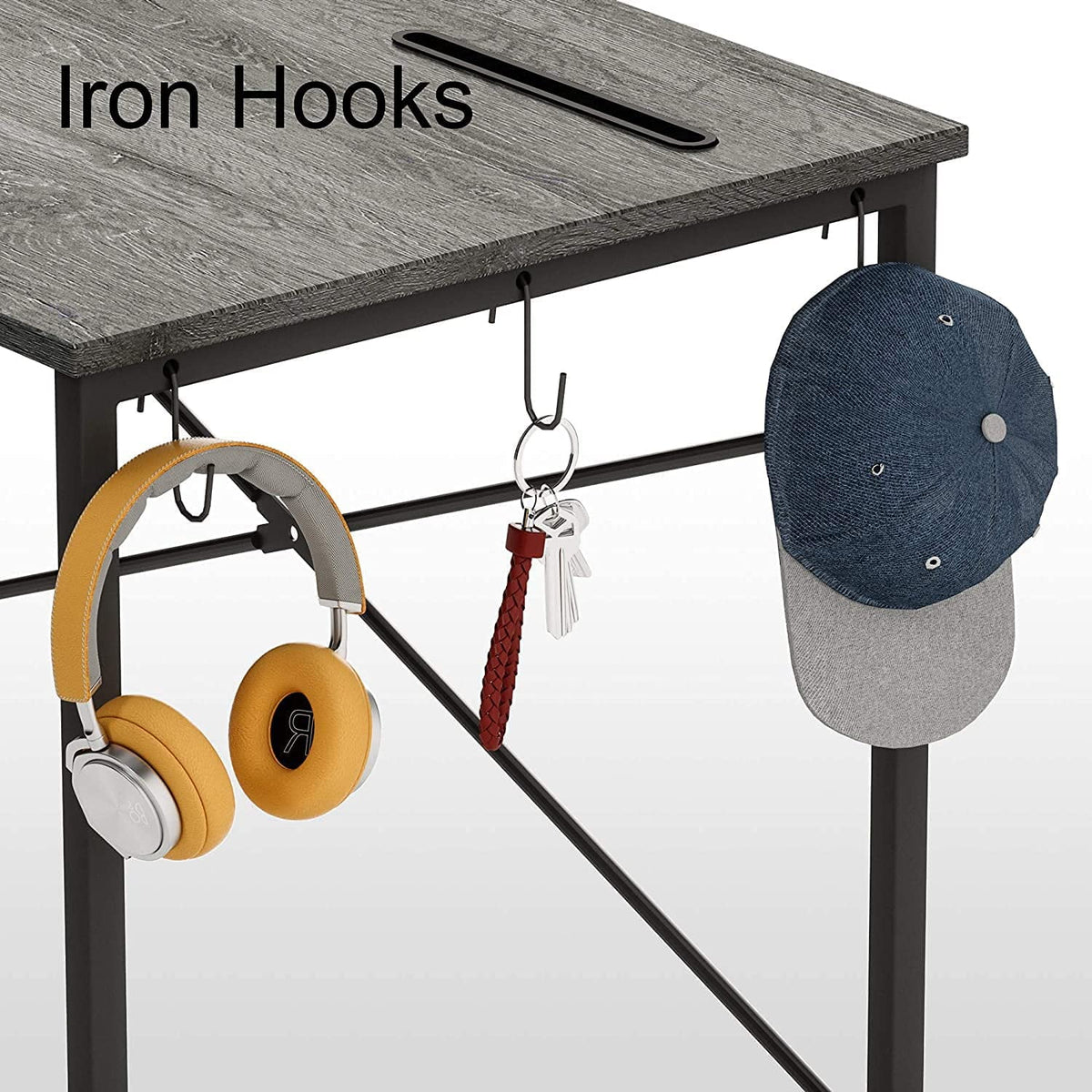32 Inch Grey Mini Office Desk with Adjustable Metal Frame D615