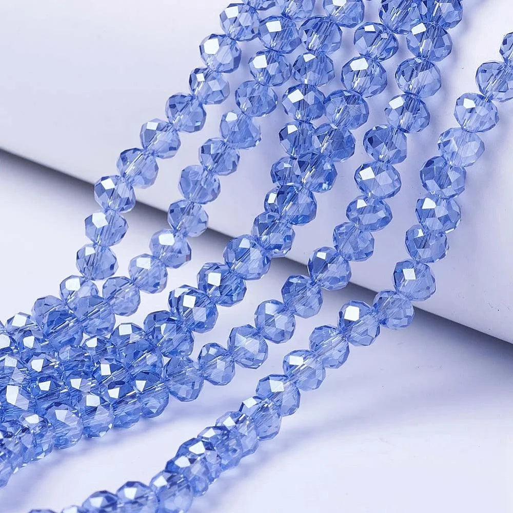 10x8mm Electroplate Glass Beads Strands Royal Blue U505