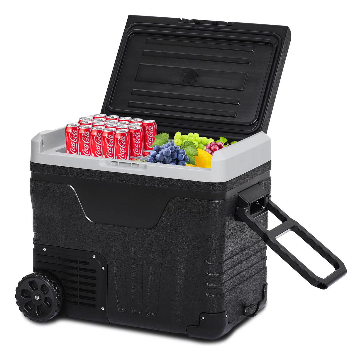 12V 53 Quarts Portable Car Refrigerator with Handle and Wheels L72256