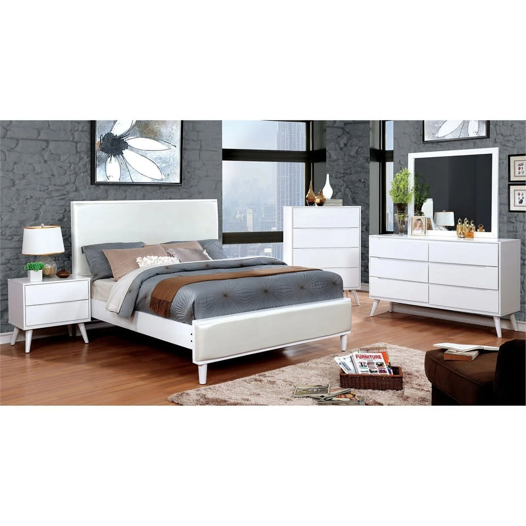 White Solid Wood King Platform Bed C723759