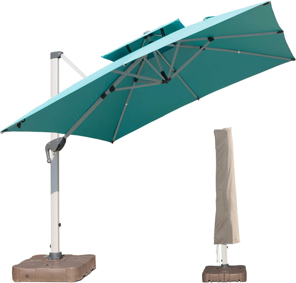 10 FT Blue Offset Cantilever Patio Umbrella Y732
