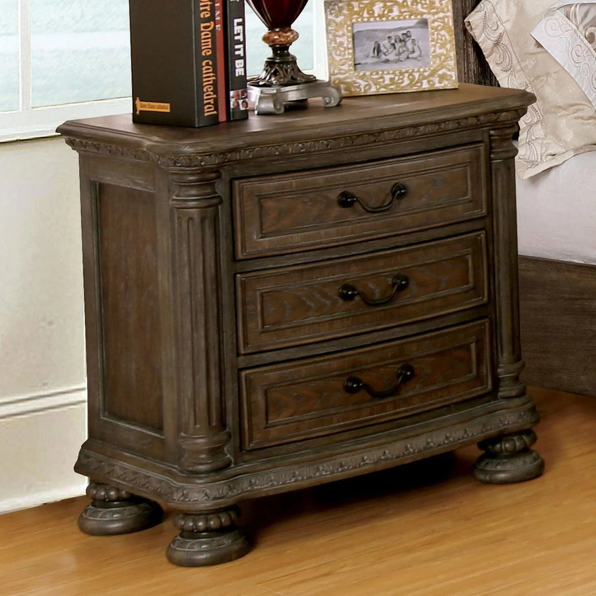 Natural Solid Wood King Bedroom Set 3pcs C339116