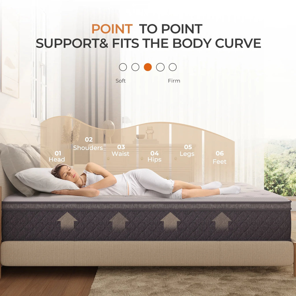 10 Memory Foam Pocketed Spring Hybrid Mattress Queen Size B55132