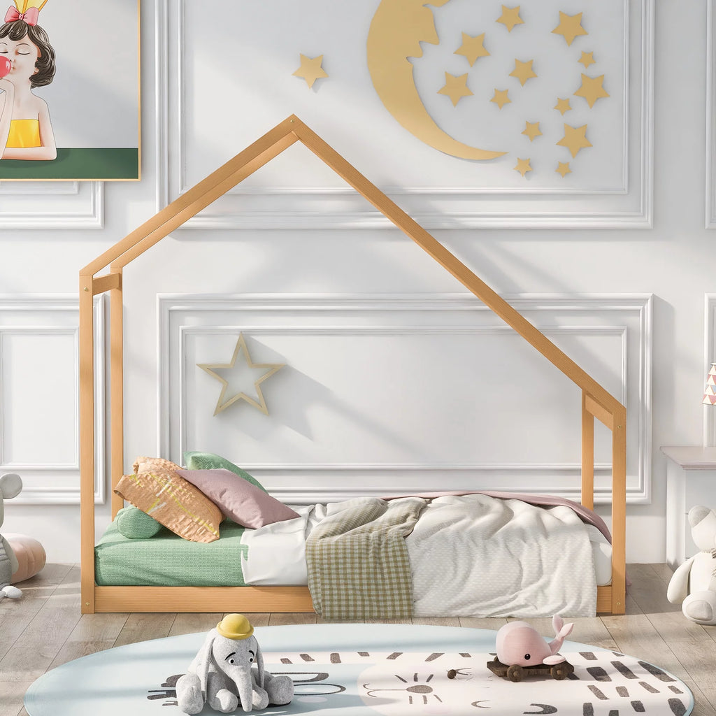 Twin Size Wooden House Bed V38565
