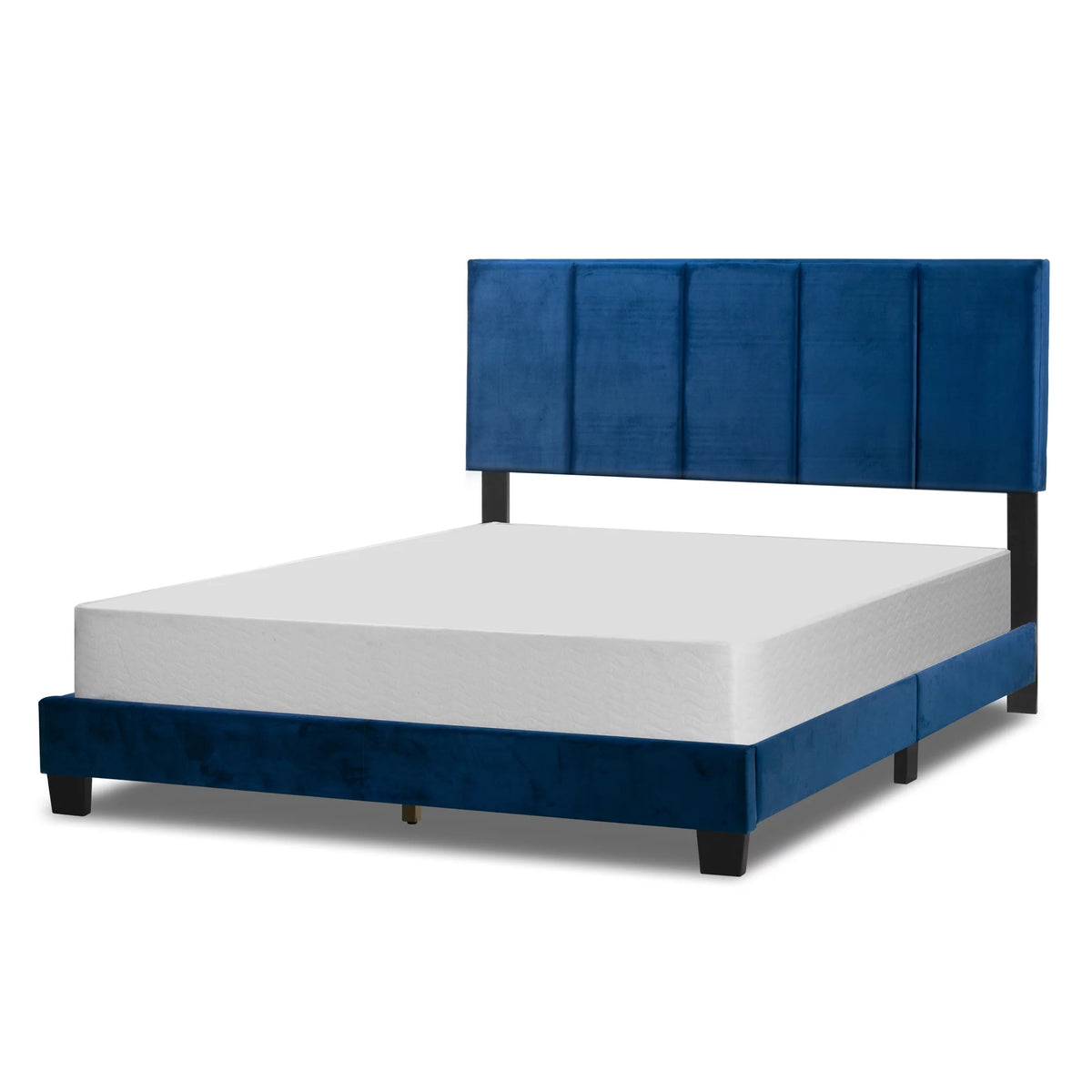Blue Fabric Queen Bed F75957