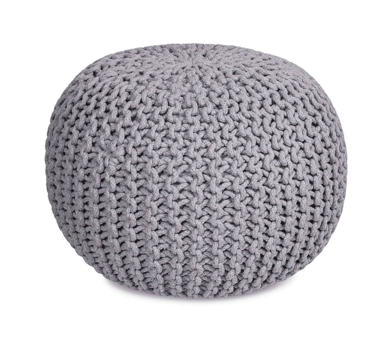 Handwoven Round Foot Stool Ottoman Gray E334571