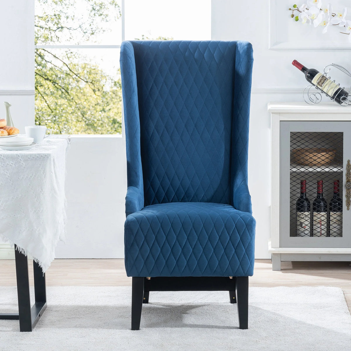 Blue Fabric Wing Back Accent Chair R175