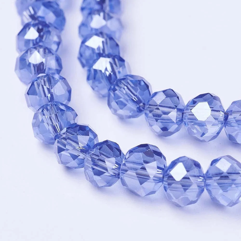 10x8mm Electroplate Glass Beads Strands Royal Blue U505