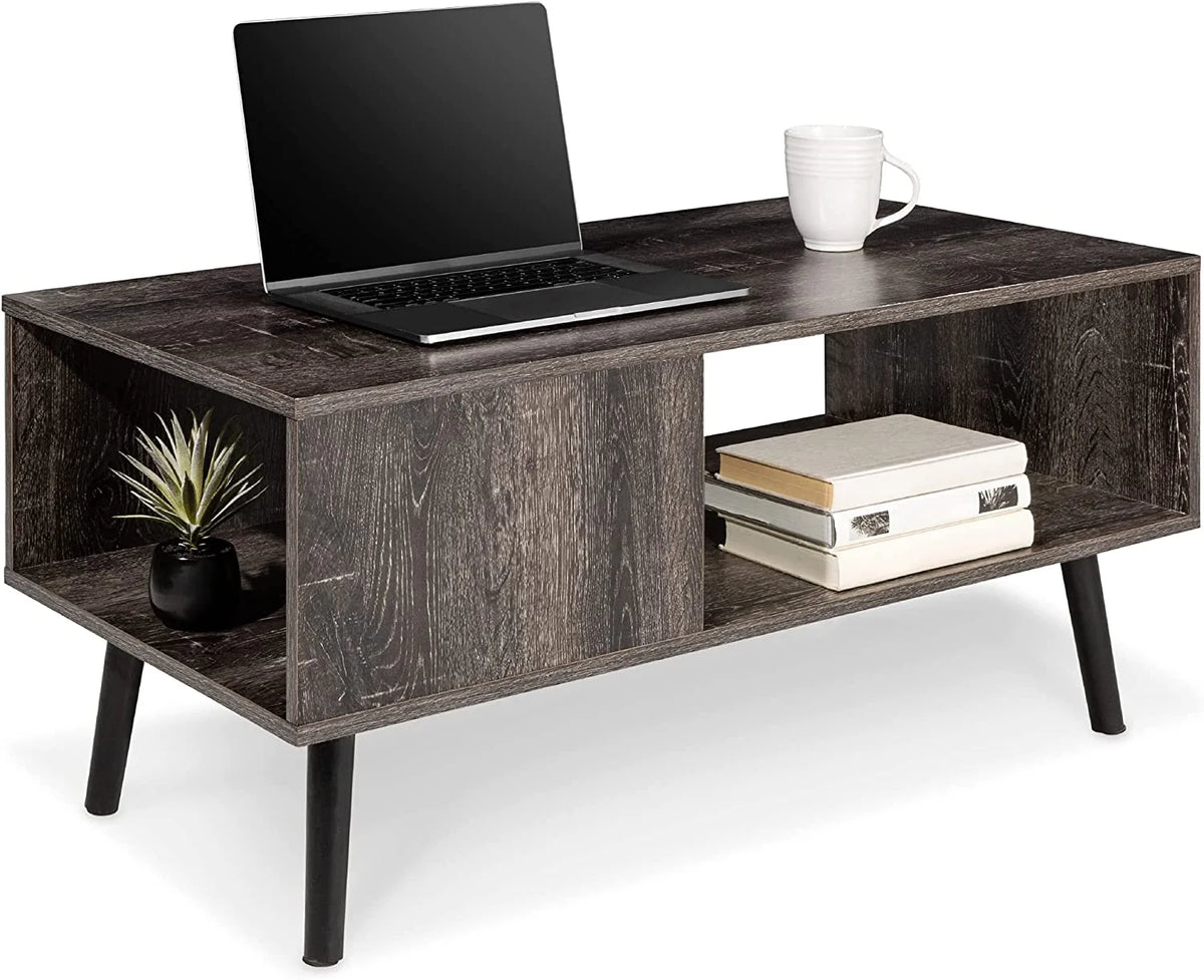 Mid-Century Modern Coffee Table with Open Storage Shelf I23653