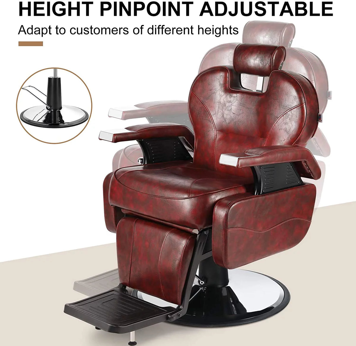 Hydraulic Red Recliner Barber Chair L789439