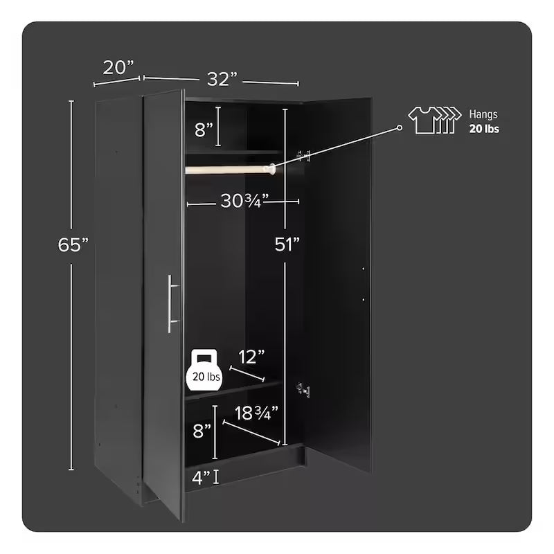 Black Wood Freestanding Garage Cabinet D920744