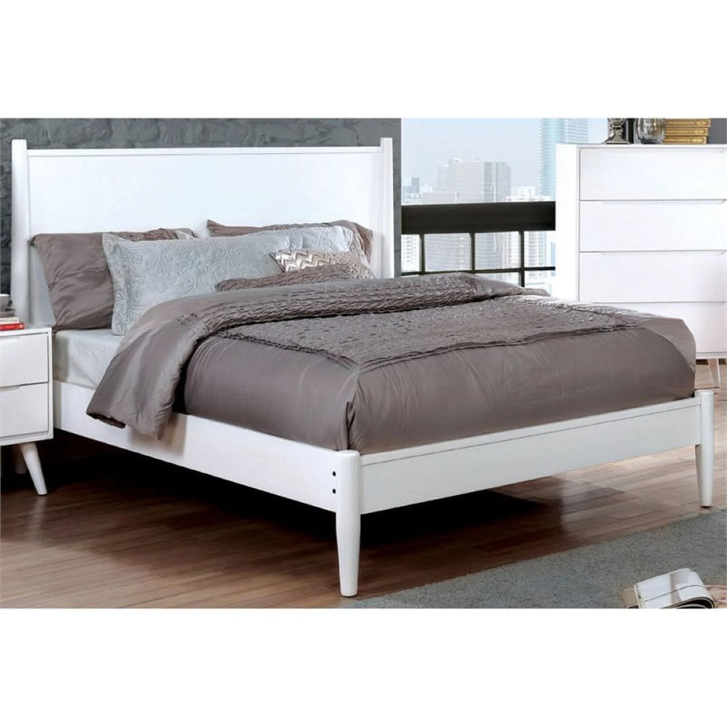 White Solid Wood King Platform Bed C723759