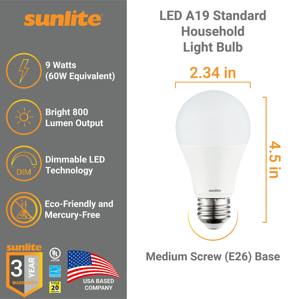 9W Dimmable LED Light Bulb 6-Pack V521