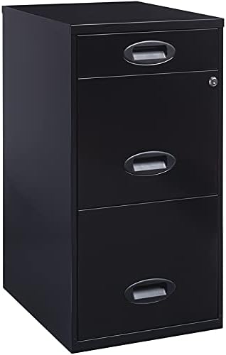 3 Drawer Metal File Cabinet with Pencil Drawer Black M808265