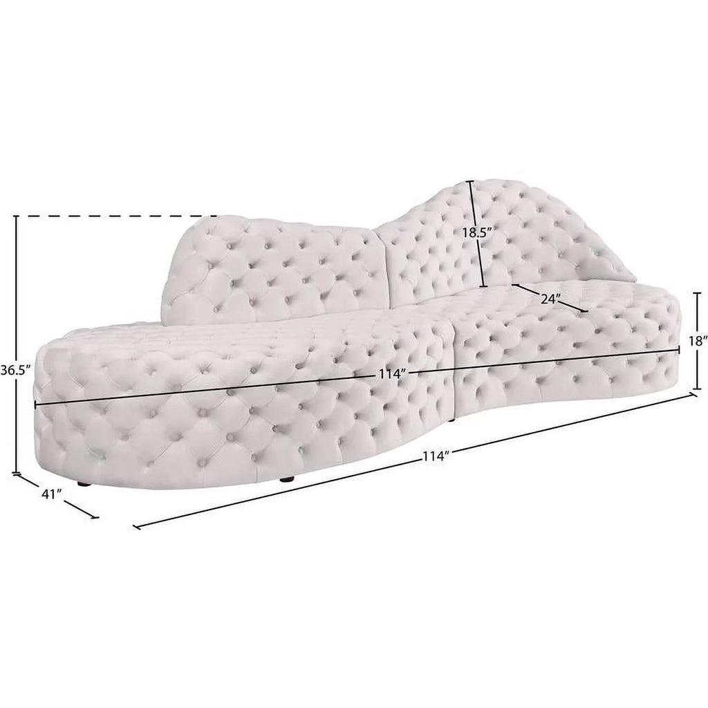 Cream Velvet 2pc. Sectional T425506