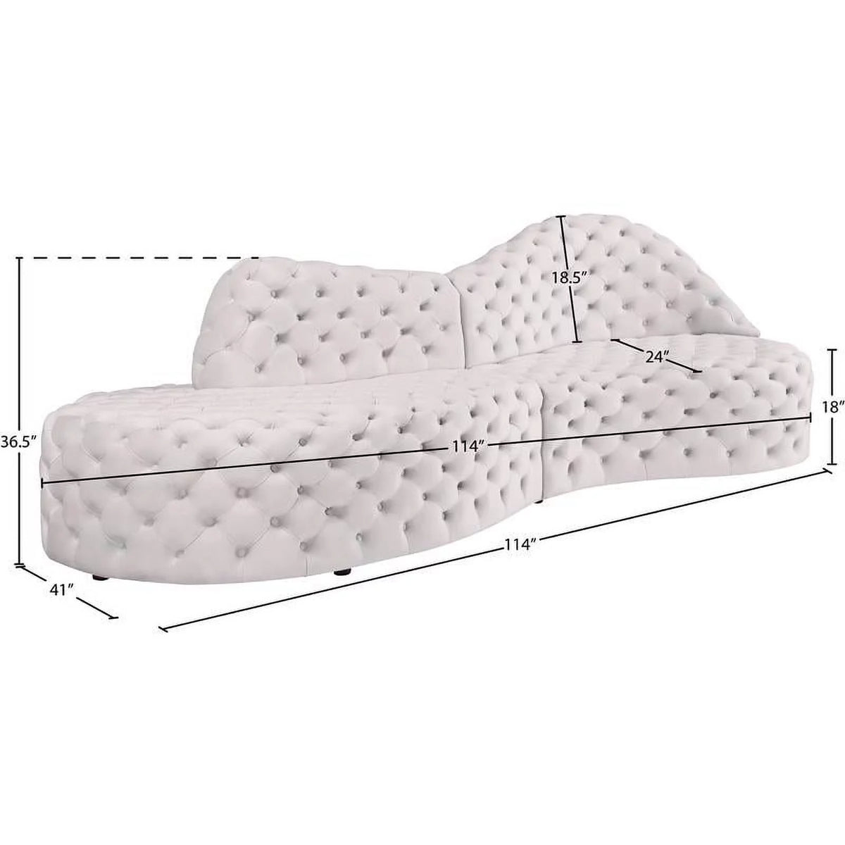 Cream Velvet 2pc. Sectional T425506