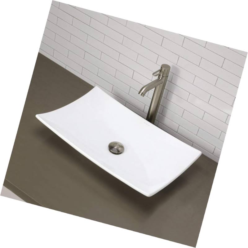White Rectangular Vessel Sink W358