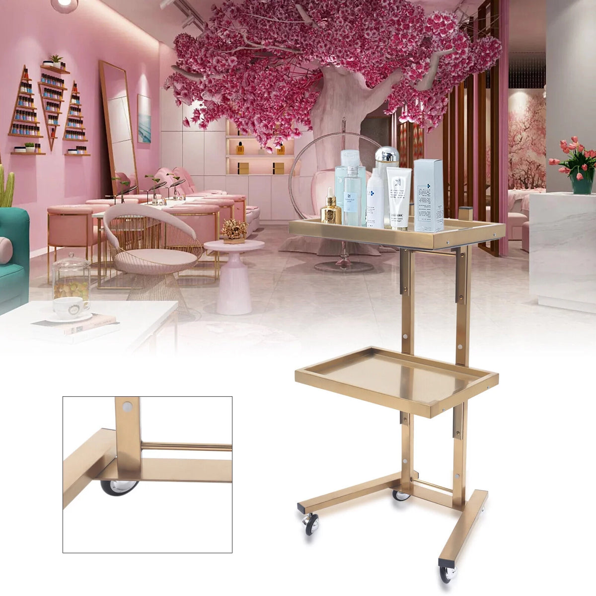 2 Tier Rolling Cart Beauty Salon Stand O81085