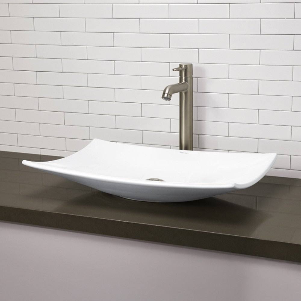 White Rectangular Vessel Sink W358