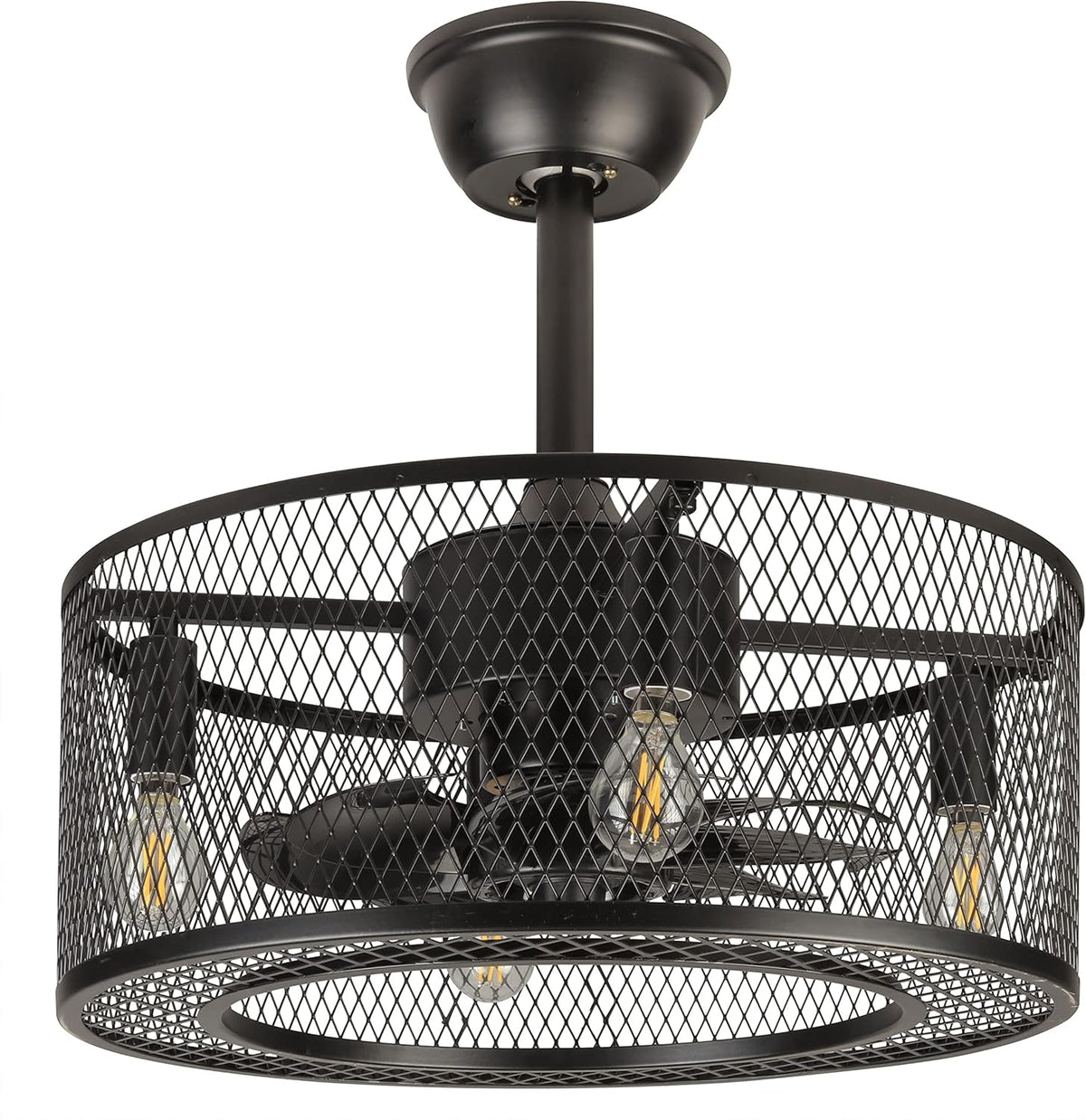 Black Caged Ceiling Fan with Lights K42745