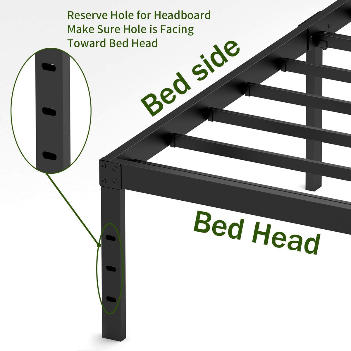 18 Inch Metal Platform Bed Frame Queen Black Z91717