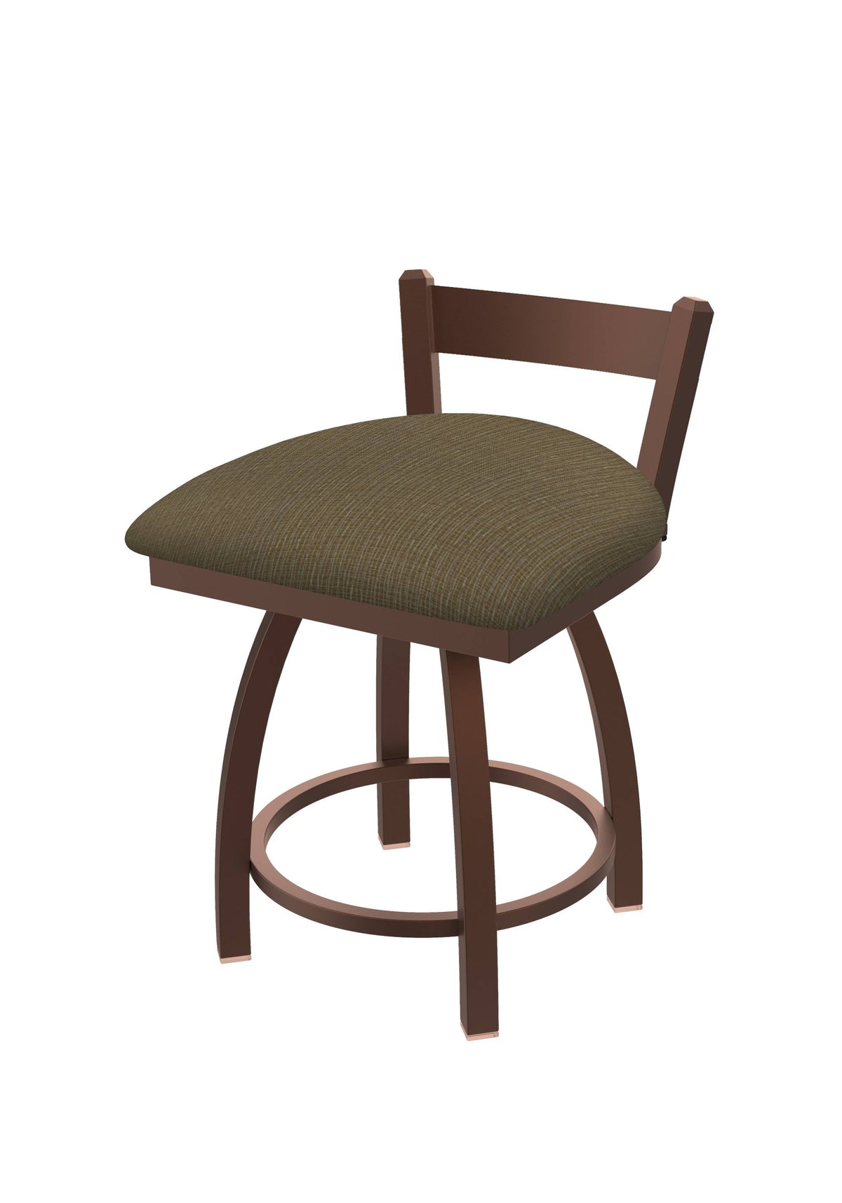 18 inch Low Back Swivel Vanity Stool with Bronze Finish and Cork Seat V402