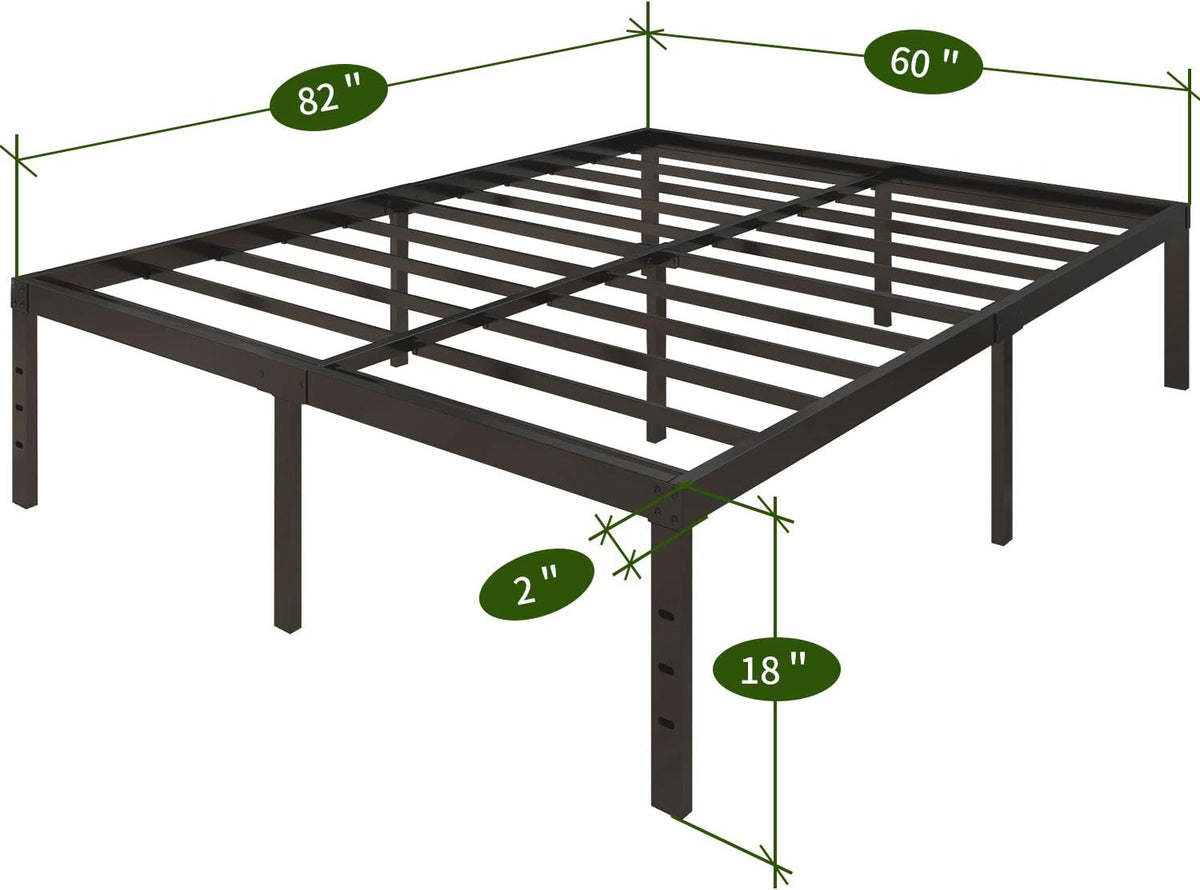 18 Inch Metal Platform Bed Frame Queen Black Z91717