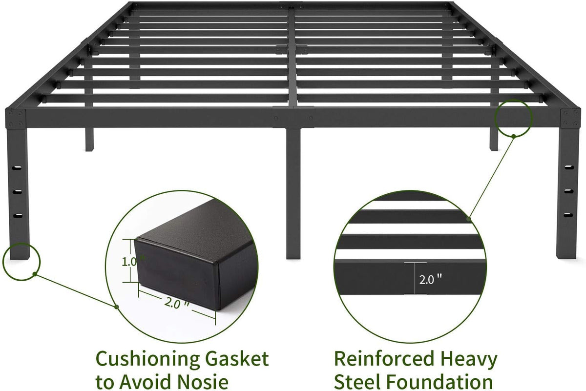 18 Inch Metal Platform Bed Frame Queen Black Z91717