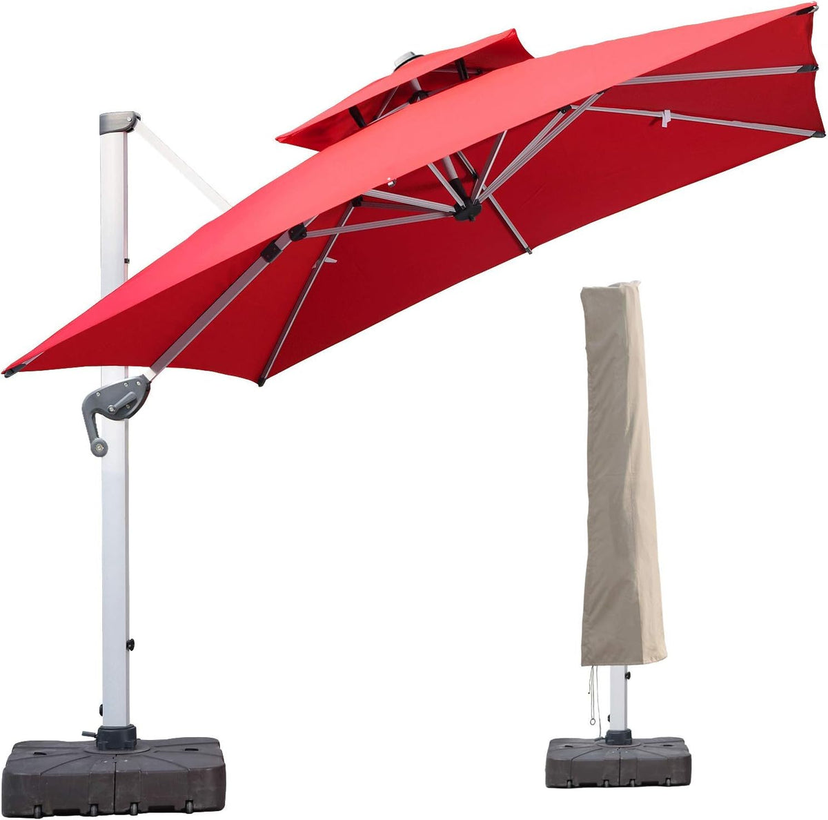10 FT Blue Offset Cantilever Patio Umbrella Y732