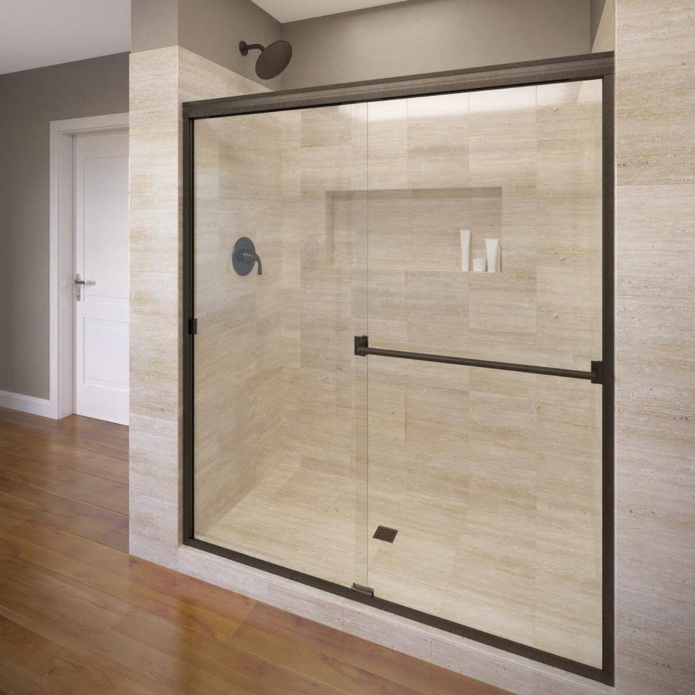 Oil Rubbed Bronze Obscure Frameless Bypass Sliding Shower Door L821169