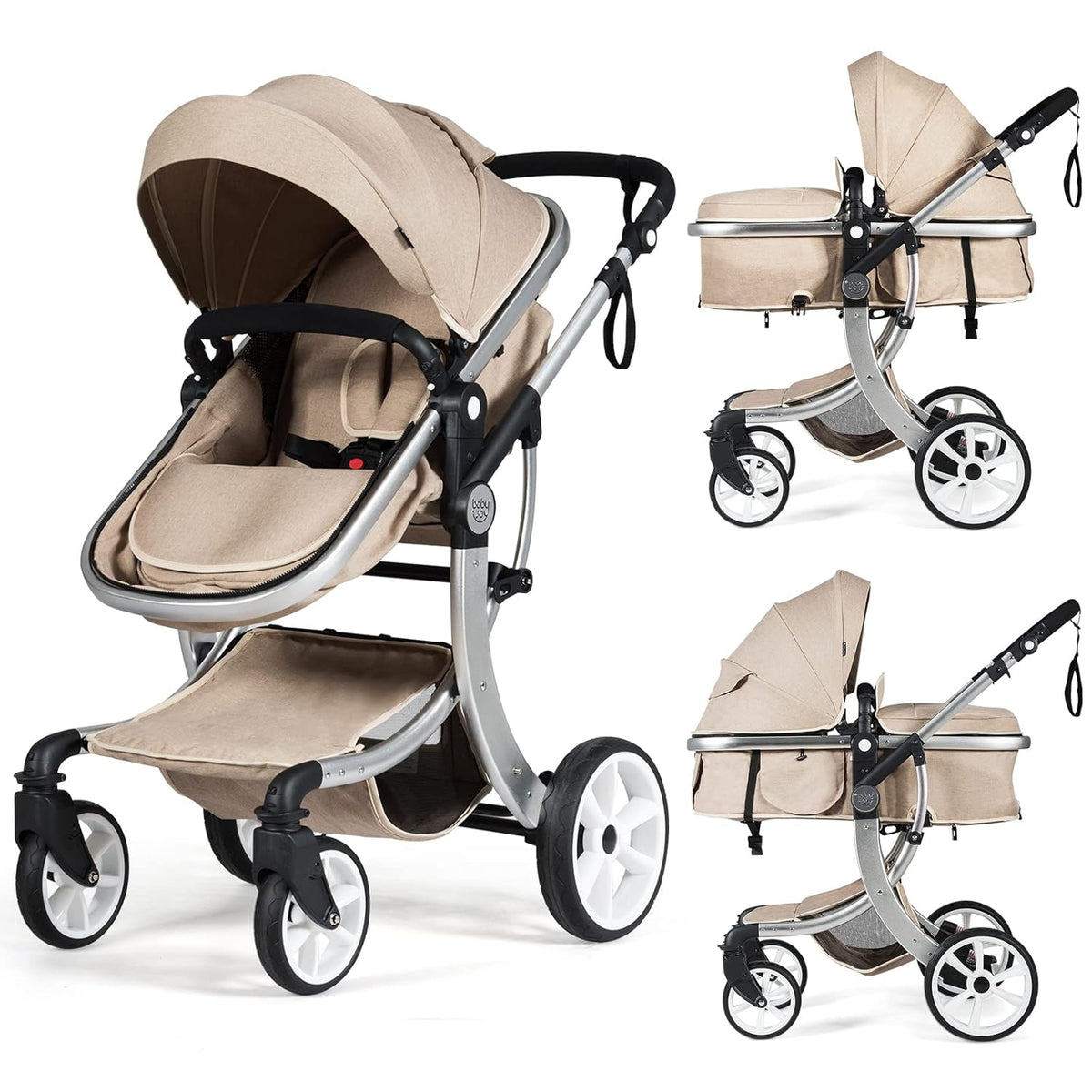 2-in-1 Reversible Bassinet Reclining Foldable Baby Stroller with Canopy B71972