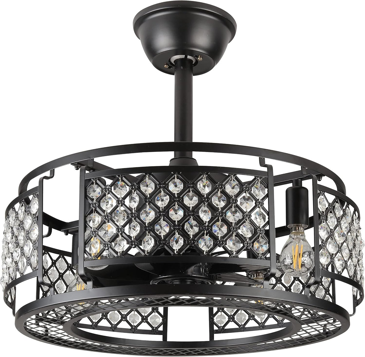 Black Caged Ceiling Fan with Lights K42745