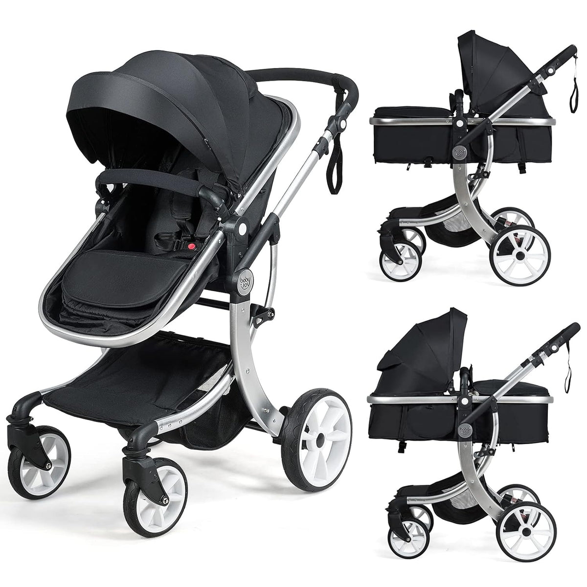 2-in-1 Reversible Bassinet Reclining Foldable Baby Stroller with Canopy B71972