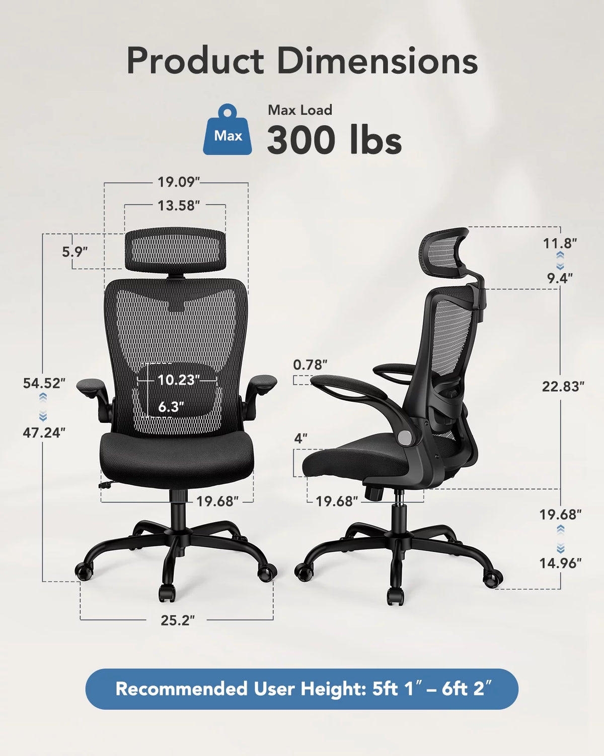 High Back Mesh Ergonomic Office Chair with Lumbar Support & Headrest F583377